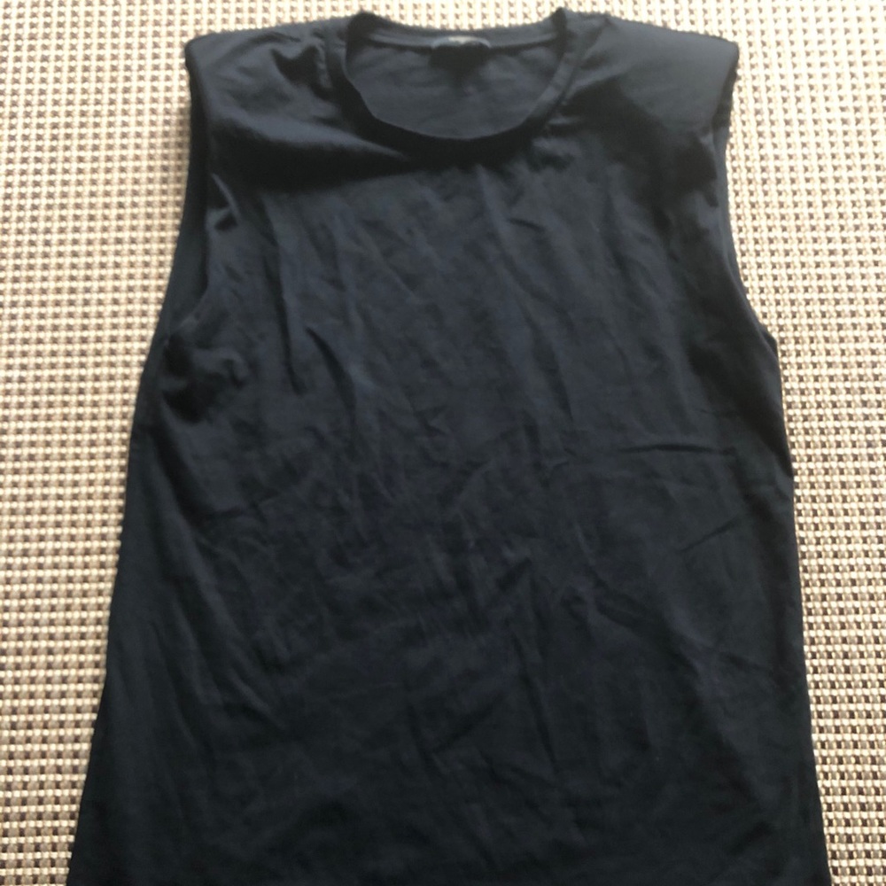 Black shoulder pad muscle tee